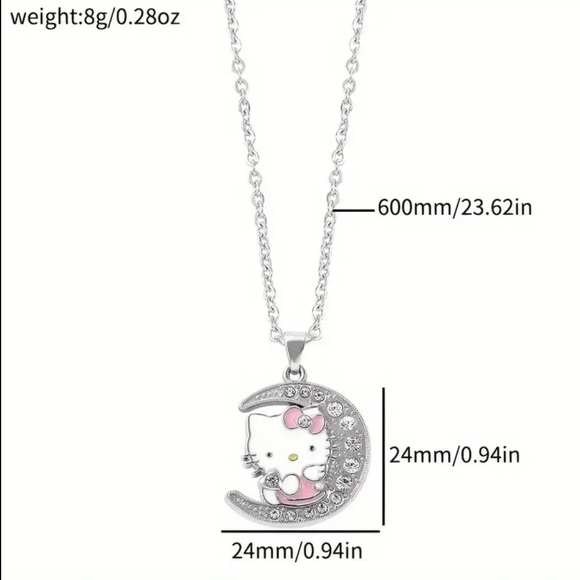 🆕 Hello Kitty Anime Characters Kawaii “to the moon and back” Pendant Necklace🌛 - Picture 7 of 11